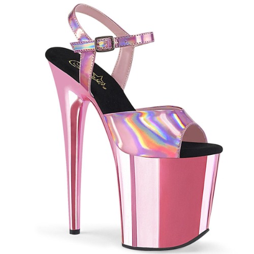 FLAMINGO-809HG Baby Pink Hologram/Baby Pink Chrome Platform Sandal