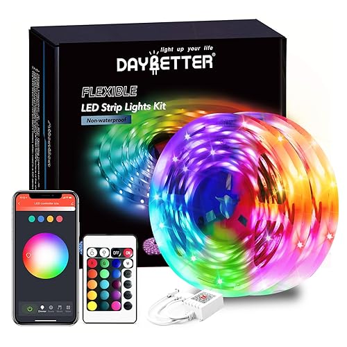 Rainbow Smart WiFi Led Lights 100ft, Tuya App Controlled Led Strip Lights, Work with Alexa and Google Assistant, Timer Schedule, Color Changing Led Lights for Bedroom Party Kitchen - 100ft
