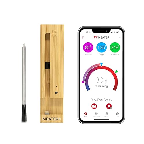 MEATER Plus: Smart Bluetooth Wireless Meat Thermometer Digital | BBQ, Grill, Oven, Smoker, Air Fryer, Kitchen | Certified Accuracy | 50+ Recipes in Free App