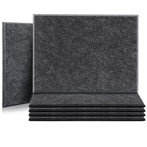 Uoisaiko Large Acoustic Panels 40cm x 30cm, 6 Pack High Density Sound Proof Padding, Self-Adhesive Soundproof Wall Panels for Studio Ceiling Home Office Acoustic Treatment - Dark Grey