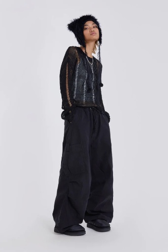 Black Parachute Cargo Pants | S / Black
