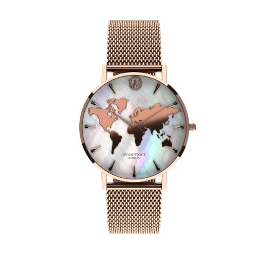 Pearl World Map Waterproof Watch | 36mm / Rose Gold Strap