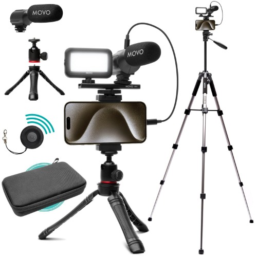UVlogger+MV-T5-IP | Smartphone Vlogging Kit with Fullsize Tripod | Movo