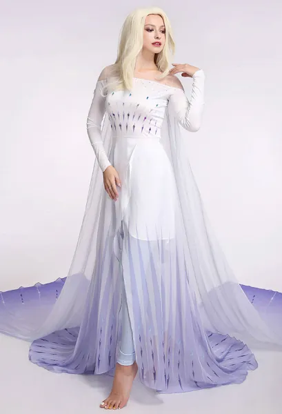 Exclusive Princess Elsa Queen Ice Blue Cosplay Costume Dress Gown