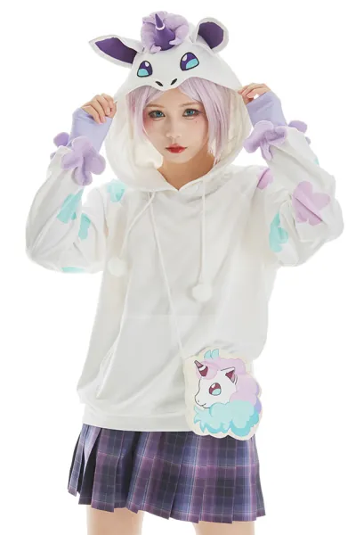 Ponyta Cosplay Costume Hoodie with Exquisitely Printed Shoulder Bag