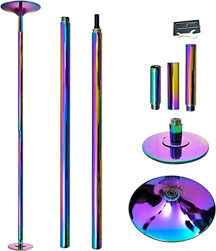 PRIOR FITNESS 45mm Removable Dance Pole Set Spinning Pole Dance Portable Static Fitness Dancing Pole Kit for Exercise Club Party Pub Home Gym - Colorful