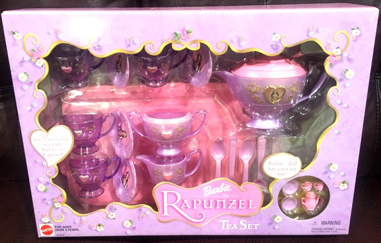 Tangled Rapunzel Disney Barbie Princess Tea set rare