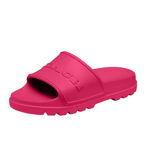 Coach Women's Jesse Rubber Slide Slipper - 10 - Dragonfruit