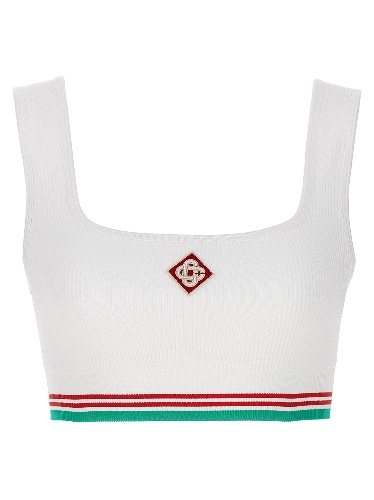 Logo Crop Top Tops White - OS