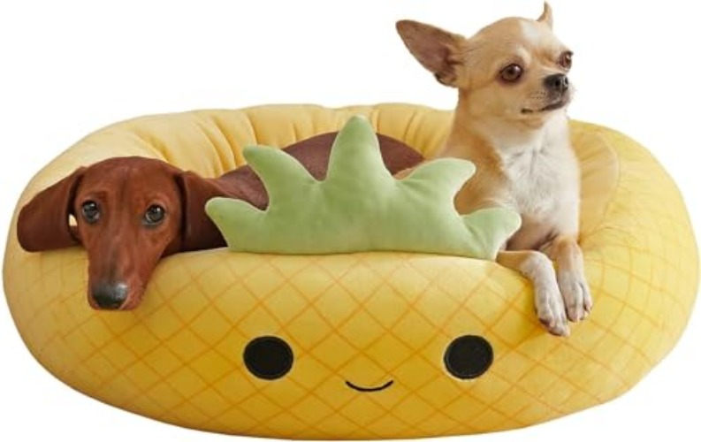 Squishmallows 24-Inch Maui Pineapple Pet Bed - Medium Ultrasoft Official Squishmallows Plush Pet Bed - 24.0"L x 24.0"W x 8.0"Th - Maui The Pineapple