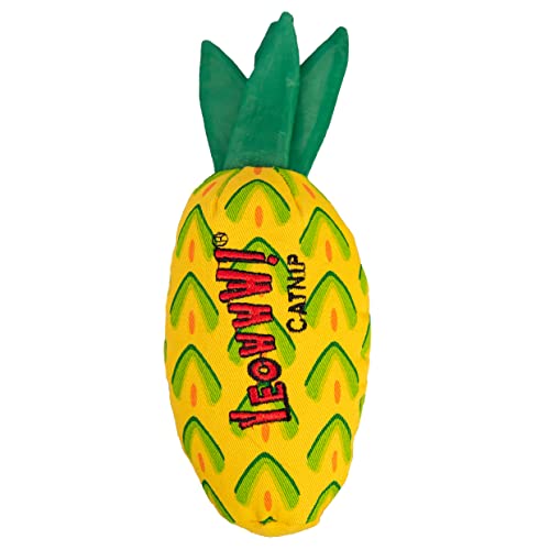 YEOWWW! Pineapple Catnip Toy for Cats, Yellow, 7", for All Breed Sizes