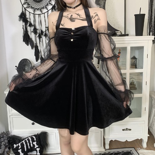 Elegant Black Lace Hallow Out Dress - Color 0 / L