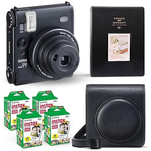 Fujifilm Instax Mini 99 Instant Camera Vintage Black. + Value Pack (40 Sheets) Shutter Accessories Bundle, Includes Style Compatible Carrying Case, Black Photo Album 64 Pockets - Black