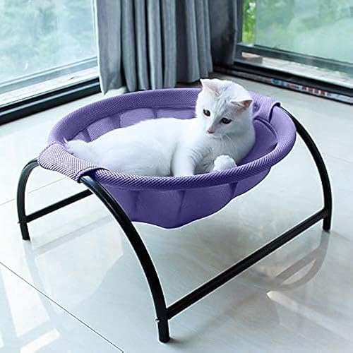 JUNSPOW Cat Bed Dog Bed Pet Hammock Bed Cat Sleeping Cat Supplies Pet Supplies Whole Wash Stable, Detachable & Breathable, Easy Assembly Indoors Outdoors, 16.9 in x 16.9 in x 9.5 in - 16.9"L x 16.9"W x 9.5"Th - Purple