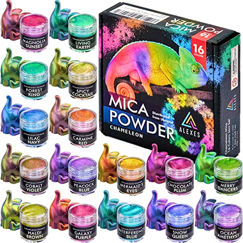 Chameleon Mica Powder – Epoxy Resin Color Pigment Powder - Color Shift Mica Powder - Epoxy Resin Pigment Powder 16 Colors Jars Set – Chameleon Powder - Holographic Mica Powder - 16 Jars Set - Multicolor