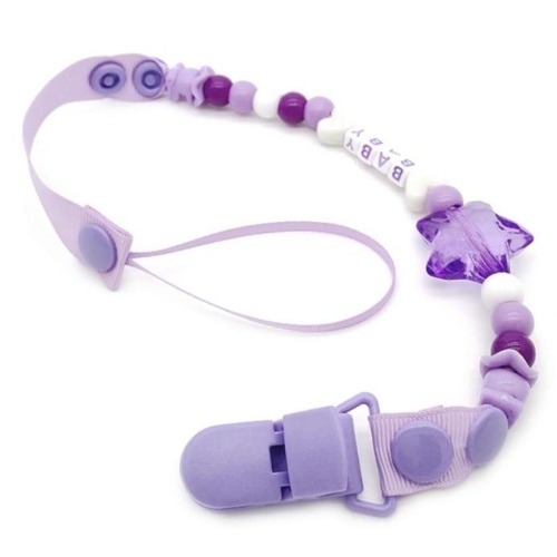 Beaded Pacifier Clips - Purple