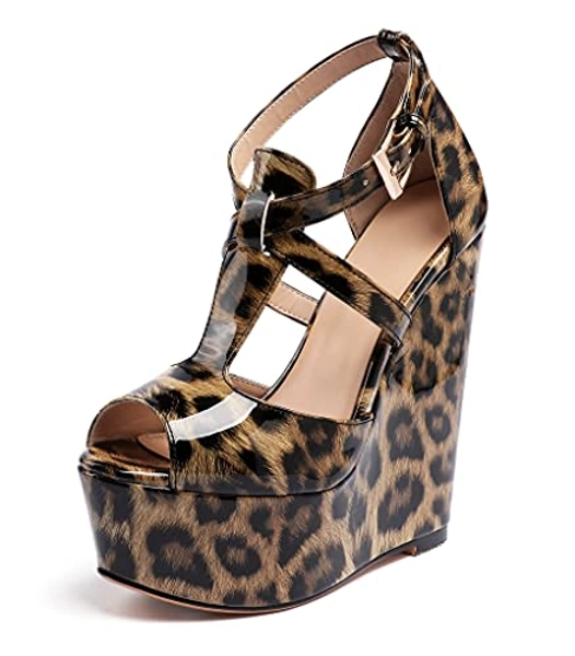 YODEKS Women's Platform Sandals Wedge Heel Ankle Strap Peep Toe Pumps Fashion Summer Office Party