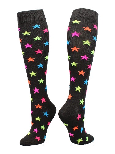 TCK Krazisox Multi-Stars Over the Calf Socks - Black Small