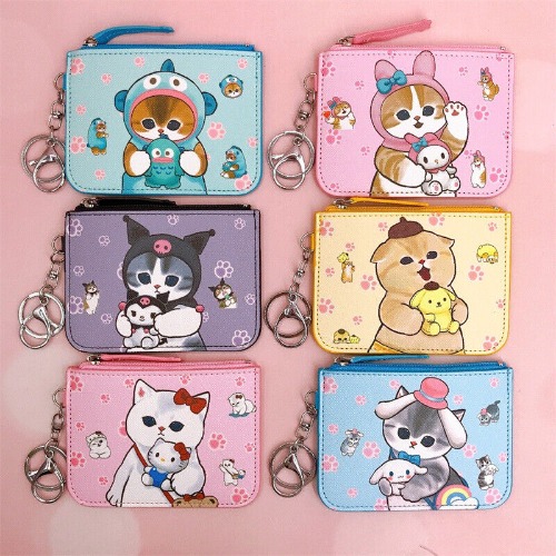 Cute Kuromi My Melody Mofusand ID Card Holder Coin Purse Keychain Pendant