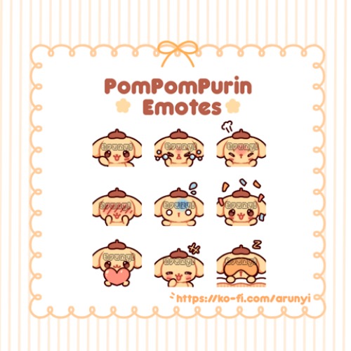 ୨୧ Pompompurin Emotes ୨୧ - ꒰ა arunyi ໒꒱'s Ko-fi Shop