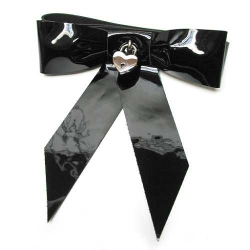 Patent Leather Bow Wrist Restraint - Black