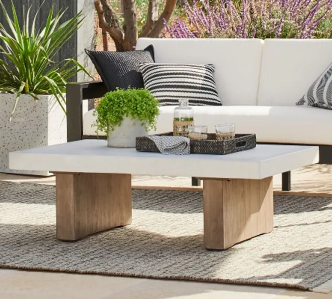 Pomona Indoor/Outdoor Concrete Acacia Coffee Table