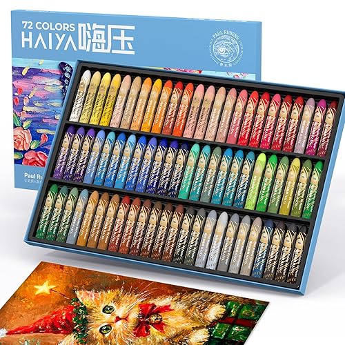 Paul Rubens Oil Pastel, 72 Vibrant Colors Soft Oil Pastel Set, Creamy texture Easy to Blend Oil Pastels professional, Bullet Heads Oil Pastels for Artists, Painting, Drawing, Beginners (New Packaging) - 72 Basic Colors