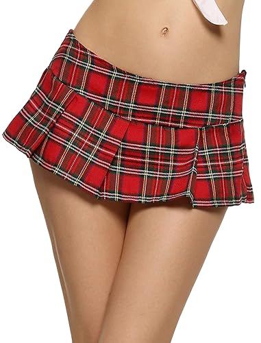 Avidlove Mini Pleated Skirts for Women Mini Plaid Skirt XS-XXL - A_red_new Edition - Small