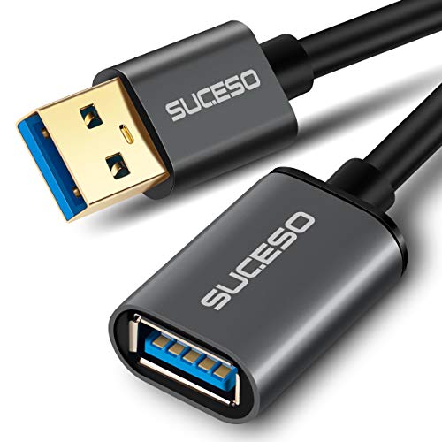 SUCESO USB 3.0 Verlängerung Kabel 2M Kabel Verlängerungskabel USB 3.0 A Stecker auf A Buchse 5Gbps für Kartenlesegerät,Tastatur,USB-Stick, Externe Festplatte, USB Hub, Drucker,Scanner,Kamera usw - 2 m