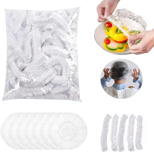 100pcs Elastische Abdeckungen, Frischhaltebeutel Kunststoff, Frischhaltefolie mit Gummizug Abdeckhauben, Versiegelungsbeutel,Einweg Frischhaltebeutel Für Die Aufbewahrung Von Lebensmitteln