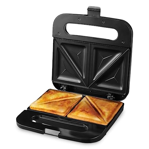 OVENTE Electric Sandwich Maker with Non-Stick Plates, Indicator Lights, Cool Touch Handle, Easy to Clean and Store, Perfect for Cooking Breakfast, Grilled Cheese, Tuna Melts and Snacks, Black GPS401B - GPS401B