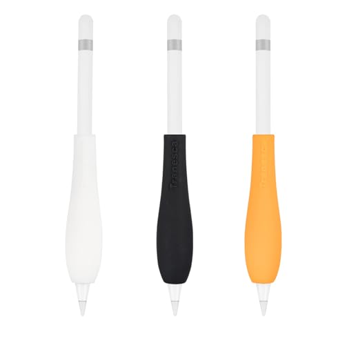 Tranesca Ergonomic Grip Holder for Apple Pencil 1st & 2nd Generation - (Black+White+Orange - 3 in a Pack)