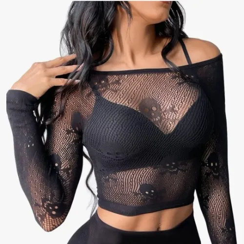  Women Sexy Lingerie Fishnet Top Exotic Beach Cover Up