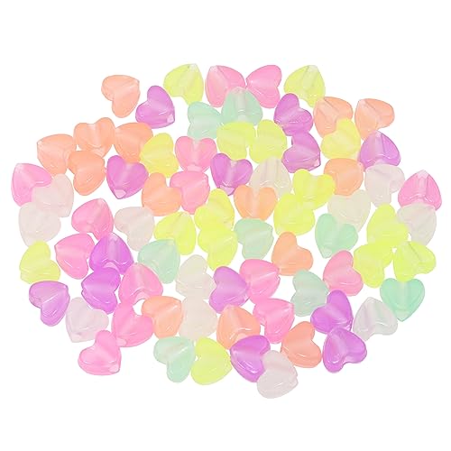 Tupalizy 100PCS Colored Acrylic Pony Beads Heart Pendant Glow in The Dark Bead for Friendship Bracelets Jewelry Making Necklaces Hair Braids Earring Keychains String Craft Projects Party Gifts,10mm - 100