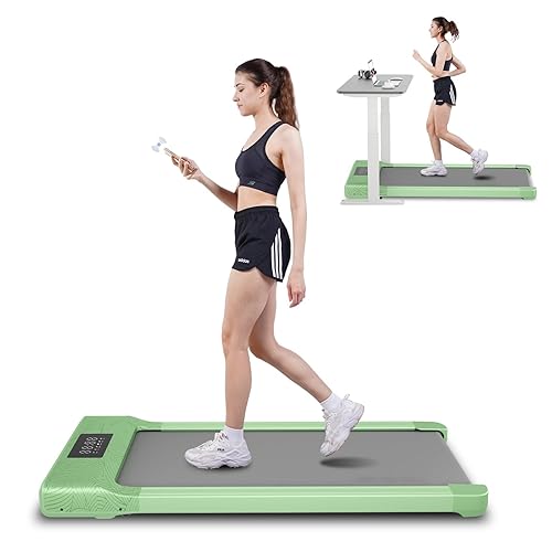 SupeRun Walking Pad, Under Desk Treadmill, 3 in 1 Portable Treadmill with Remote Control LED Display, 2.5 HP Quiet Walking Jogging Machine for Office Home Use, 300 Lbs Capacity - Green-Pro - BA03