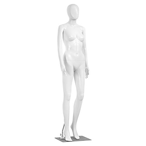 SereneLife Adjustable Female Mannequin, Full Body Dress Form, Detachable Mannequin, Poseable Life-Size Torso for Retail Clothing Shops, 68.9'' Tall, 360° Rotating Head, Lightweight, White, SLMAQFE - White - Full Body