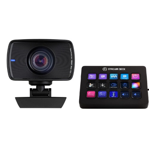 Elgato Facecam - 1080p60 Full HD Webcam for Video Conferencing & Stream Deck MK.2 – Studio Controller, 15 macro keys, trigger actions in apps and software like OBS, Twitch, ​YouTube and more