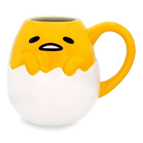 Silver Buffalo Sanrio Gudetama 3D Sculpted Ceramic Mug | Large 20-Ounce Coffee Cup For Espresso, Tea