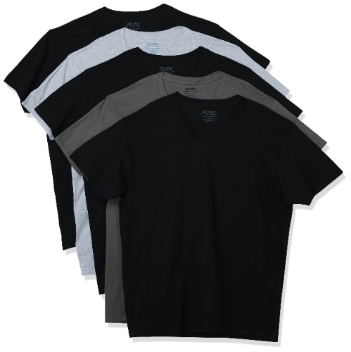 Gildan Men's V-neck T-shirts, Multipack, Style G1103 - 5 Black/Sport Grey/Charcoal (5-pack) XX-Large