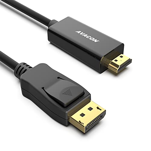 AVACON 4K DisplayPort to HDMI 15 Feet Gold-Plated Cable, Uni-Directional DP 1.2 Computer to HDMI 1.4 Screen DisplayPort to HDMI Adapter Male to Male Black - 15 ft - 1 PACK