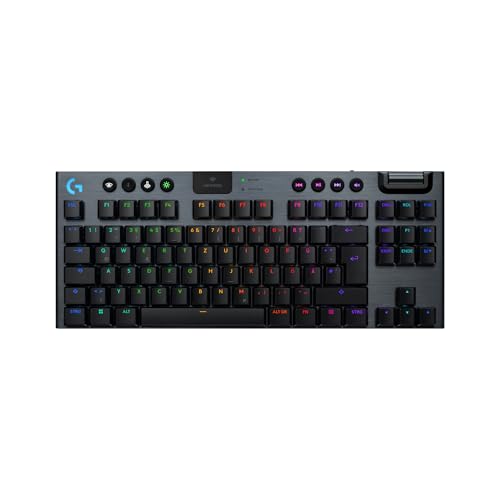 Logitech G G915 X LIGHTSPEED TKL - flache kabellose Gaming-Tastatur mit Double-Shot-PBT-Tastenkappen, RGB-Hintergrundbeleuchtung, braunen taktilen GL-Switches für PC/Mac, DEU QWERTZ-Layout - Schwarz - Schwarz - Taktile Schalter - G915 X | Tenkeyless