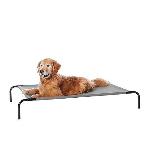 Amazon Basics Cooling Breathable Elevated Dog Bed with Metal Frame for Large Dogs, 51 x 31 x 8 Inch, Grey - Grey - Large (Pack of 1)