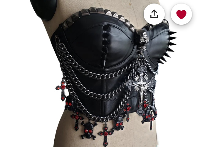 Halloween Costumes,Gothic Spiked Skull Leather Bustier Top,Women Faux Leather Punk Heavy Metal Corset,Women Faux Leather Cross Boned Corset