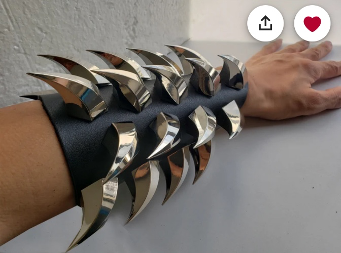 Alloy Giant Dragon Claw Spiked Leather Heavy Metal Gauntlet