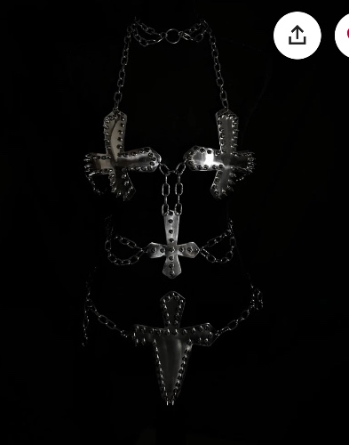 Crux Inverted Cross Spiked Armor Bikini