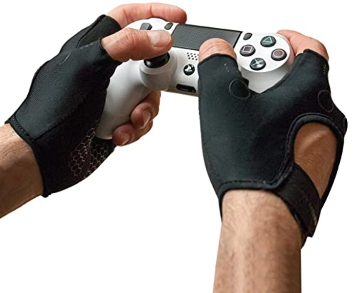 Foamy Lizard Gaming Grip Gloves Hexotech Pro Gamer Anti-Sweat Fingerless Tactical Gloves for Controller Grip Perfect for Xbox Series X, Playstation 5 Dualsense (Set of 2 Gloves)