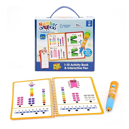 Educational Insights Hot Dots Numberblocks Workbook Numbers 1-10 with Interactive Pen, 75+ Activities, Gift for Kids Ages 4+ - Numberblocks
