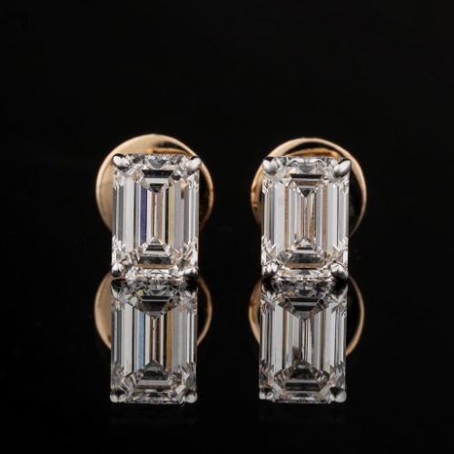 Nikki Emerald Cut Earrings - Gold 14k