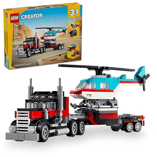 LEGO Creator 3 in 1 Flatbed Truck with Helicopter Toy #31146