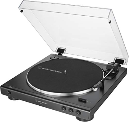 Audio-Technica AT-LP60X-BK Fully Automatic Belt-Drive Stereo Turntable, Black, Hi-Fi, 2 Speed, Dust Cover, Anti-Resonance, Die-Cast Aluminum Platter - Black